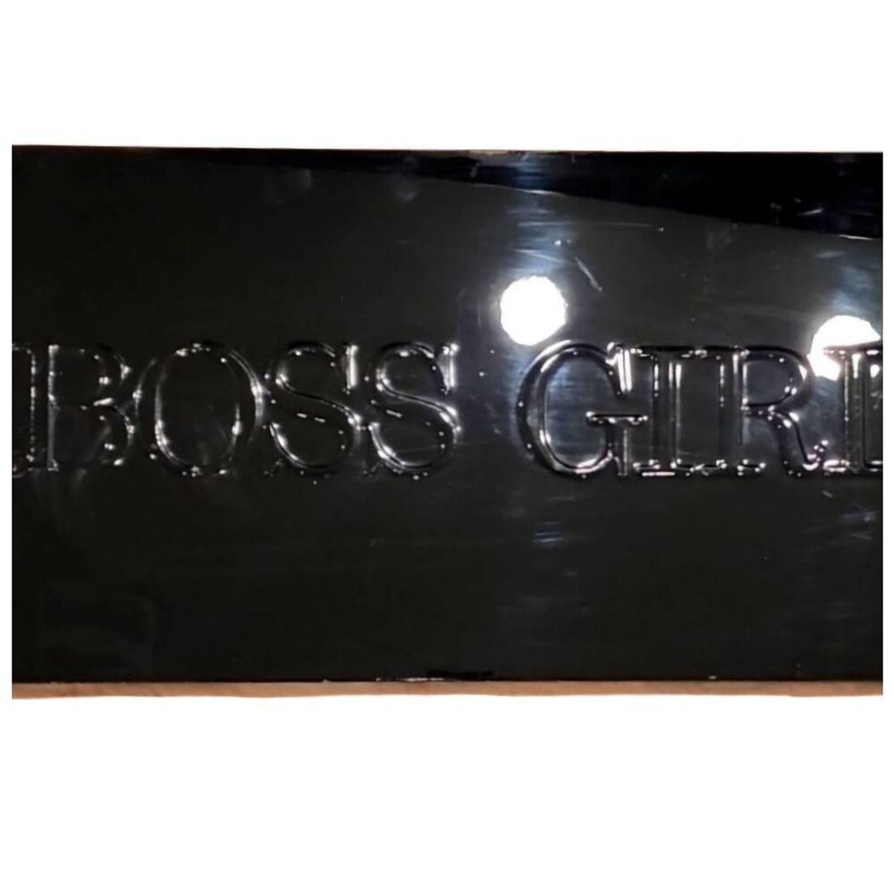 Bebe, "Boss Girl" Black High Shine Wooden Framed Wall Art